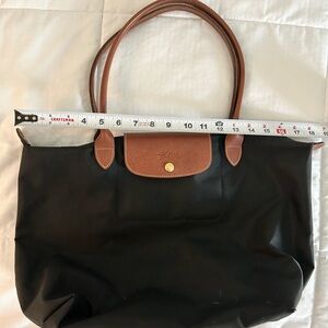 Longchamp Le Pliage Large Black and Brown Tote Bag